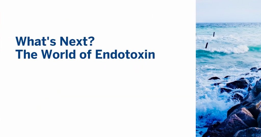 Screenshot from What's Next? The World of Endotoxin video with a white background and a cropped photo of the ocean
