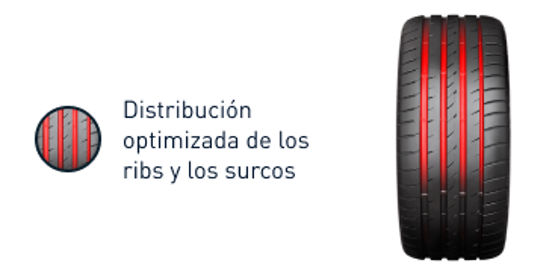 Ilustración de la distribución optimizada de las costillas y los surcos