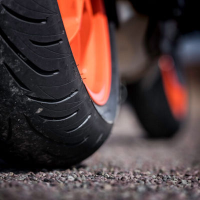 This picture is a close up of Bridgestone’s Battlax BT-31 tyres designed for touring.