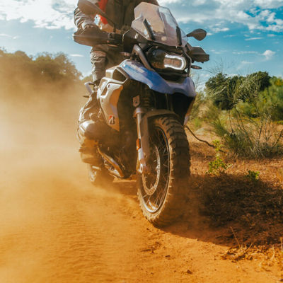 Off road adventure for this motorcyclist with his Bridgestone Battlax Adventurecross tyres keeping him on track.