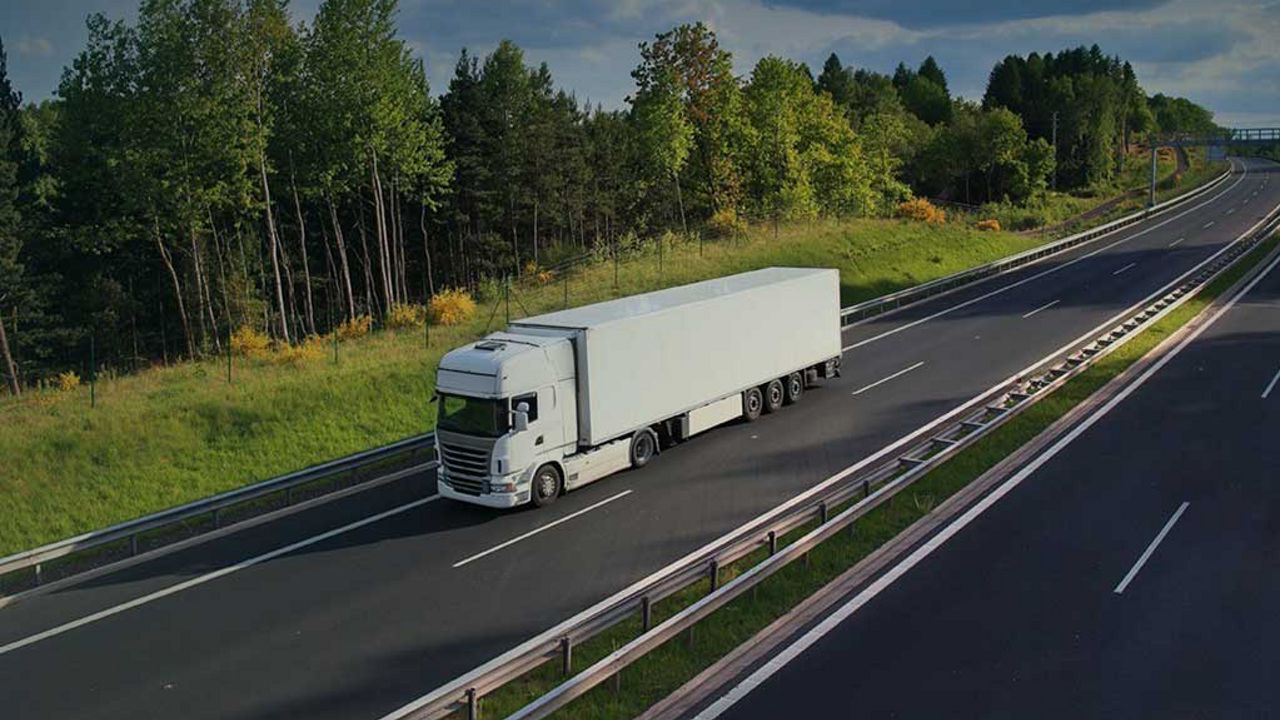 A truck on a commercial tyre test circuit