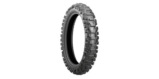 Close-up of Bridgestone's Battlecross X31 off-road motorcycle tyre