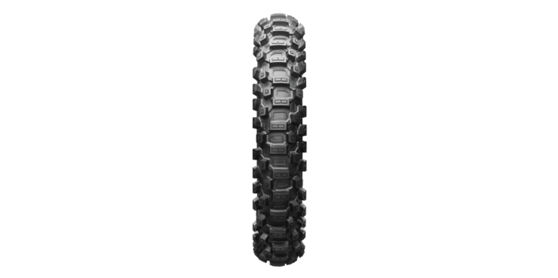 Gros plan sur le pneu de moto tout-terrain Battlecross X31 de Bridgestone.