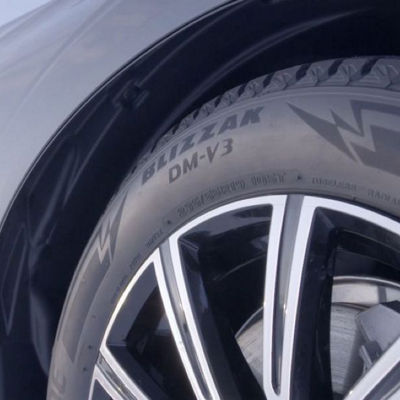 close up of a bridgestone blizzak dm-v3 tyre pattern