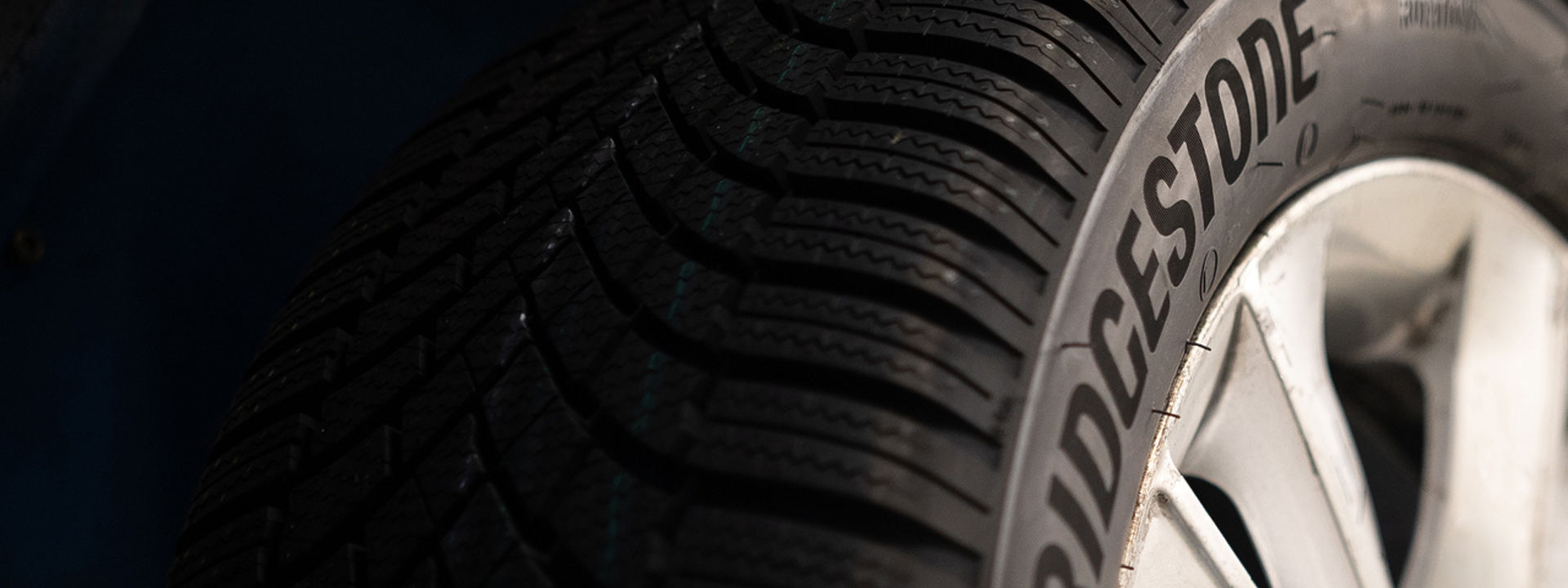 Close up of a Bridgestone tyre