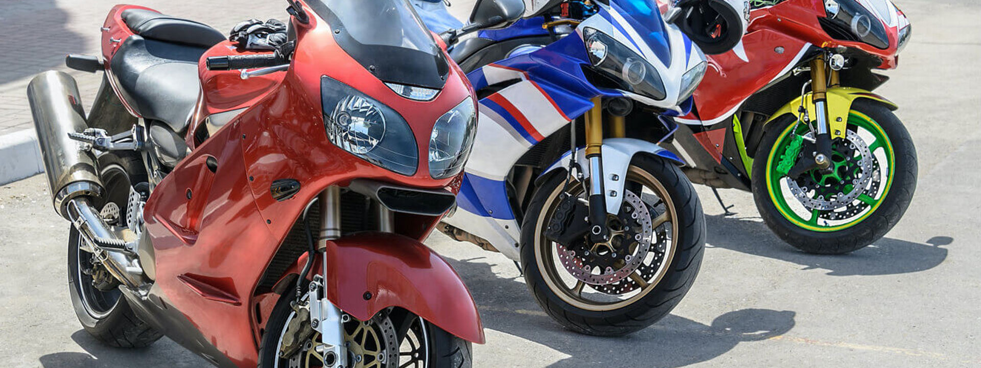Motorcycles in a row