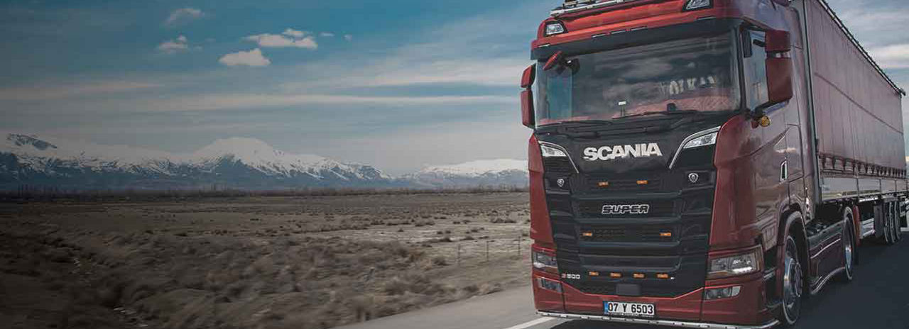 Nákladní vozidlo Scania s pneumatikami Bridgestone.