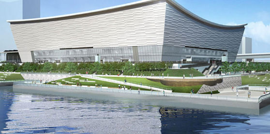 2020. gada Tokijas spēļu Ūdens sporta veidu centra modeļa attēls