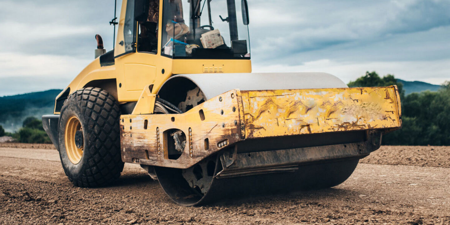 A compactor equipped with Bridgestone off-the-road tyres