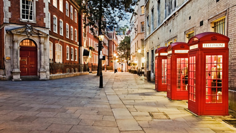 Red telephone booths in covent garden