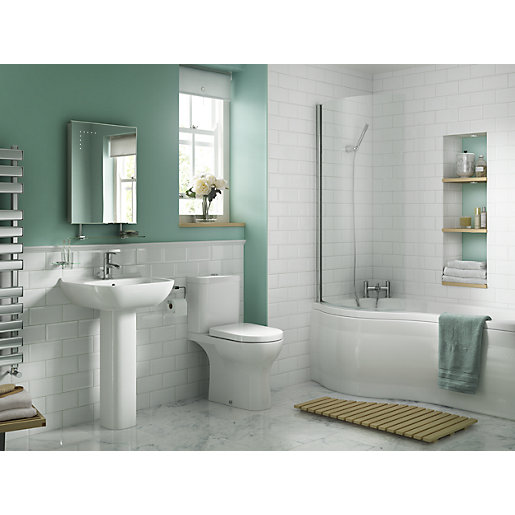 iflo Rhea Bathroom WC Toilet and Wash Basin 5 Piece White Suite City