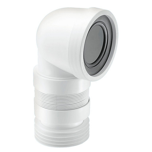 McAlpine 90 Degree Flexible WC Connector White (Short) WCCON8F18