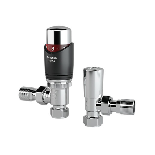 Drayton Anthracite TRV4 15mm Angled with Lockshield 0705210 City