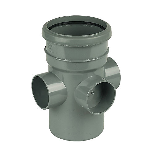 Floplast 110mm Grey Soil Pipe 3 Socket Boss Pipe Socket Spigot Sp581g City Plumbing Supplies
