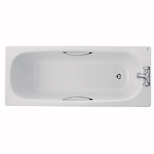 Twyford Celtic Straight Steel Bath 1700 x 700 mm 2 Tap Hole BS1572WH
