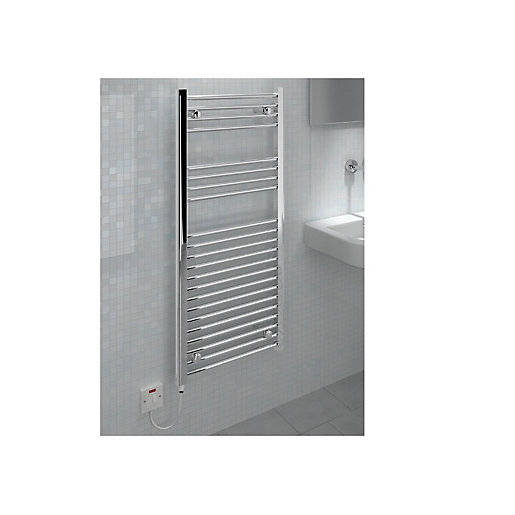 1200 x 400mm Straight Chrome Wall Mounted Heated Radiator Towel Rail