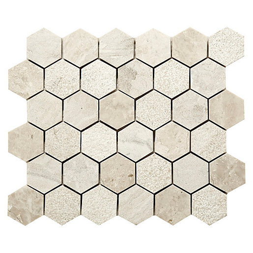Vanilla Cream Hexagon Mosaic Wall Floor Tile 48 Mm City