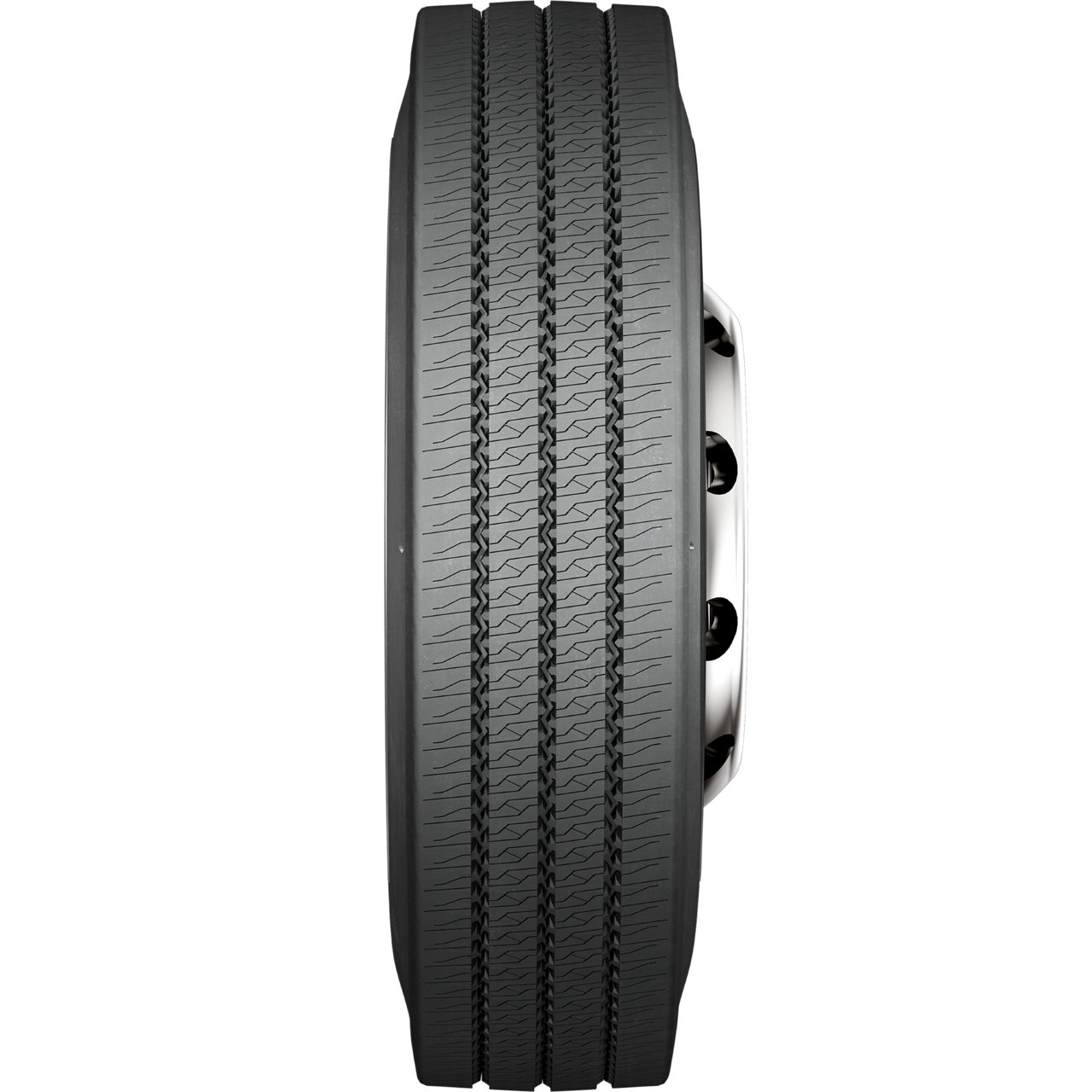 An up-close look at the tread design, illustrating the smart pattern with the multiple sipes ensuring your passenger has a comfortable ride