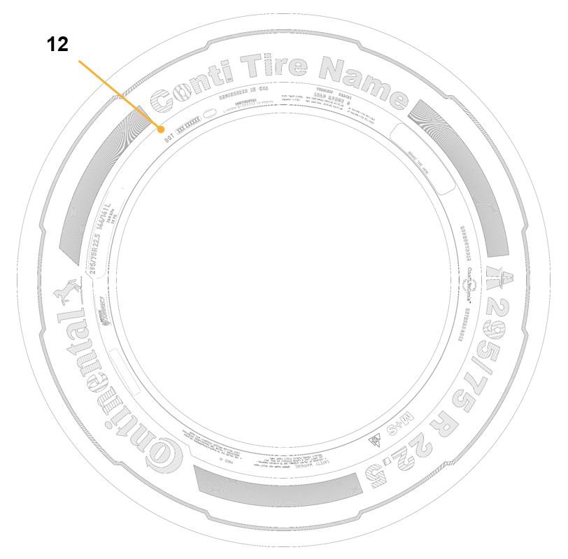 Diagram of the D.O.T. Number tire marking on Continental Truck Tires.