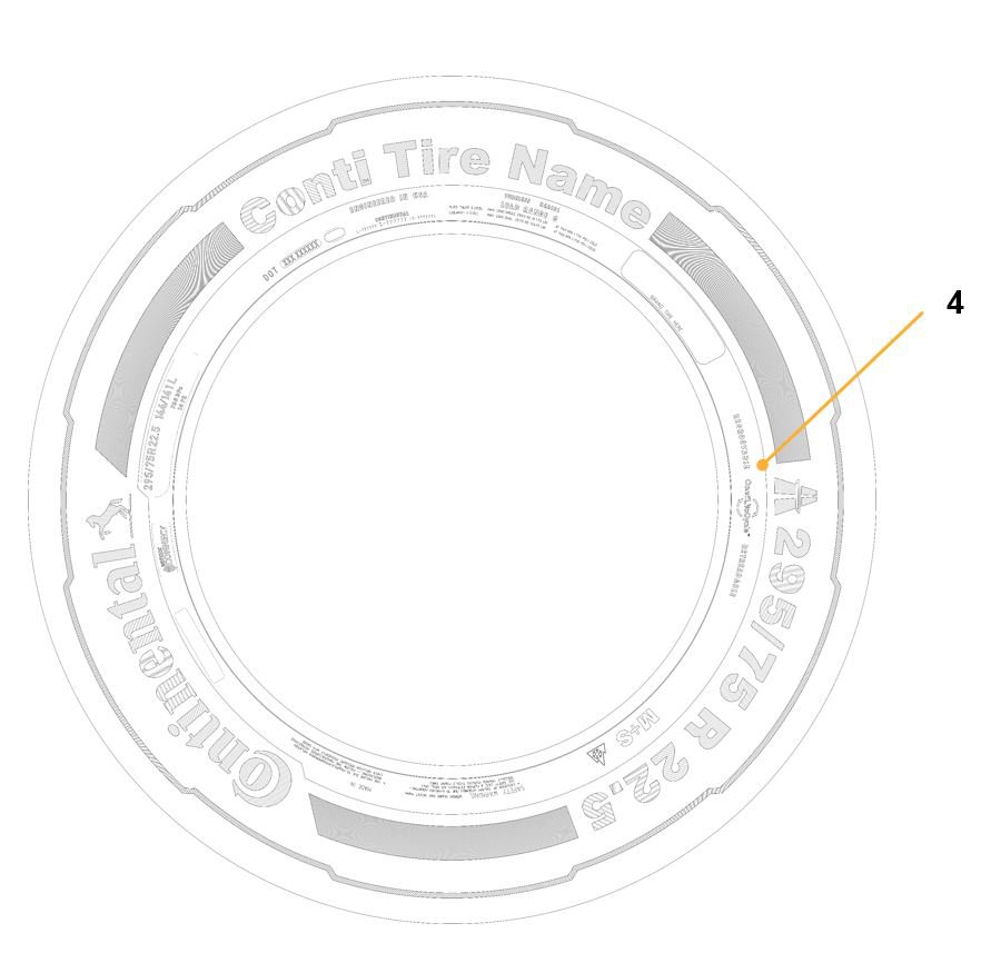 Diagram of the Regroovable & Retreadable tire marking on Continental Truck Tires.