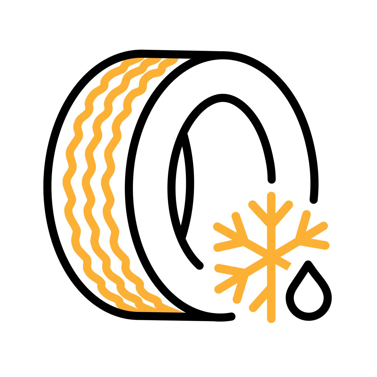 tire icon with water and a snowflake