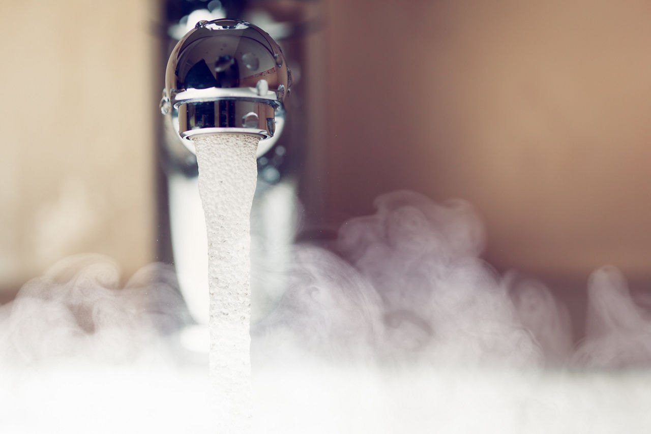 water tap with hot water steam; Shutterstock ID 223356295; purchase_order: Stefano Migliorelli; job: ; client: Campagna India - De Biase; other: Thursday, 21 March 2024 at 09:52