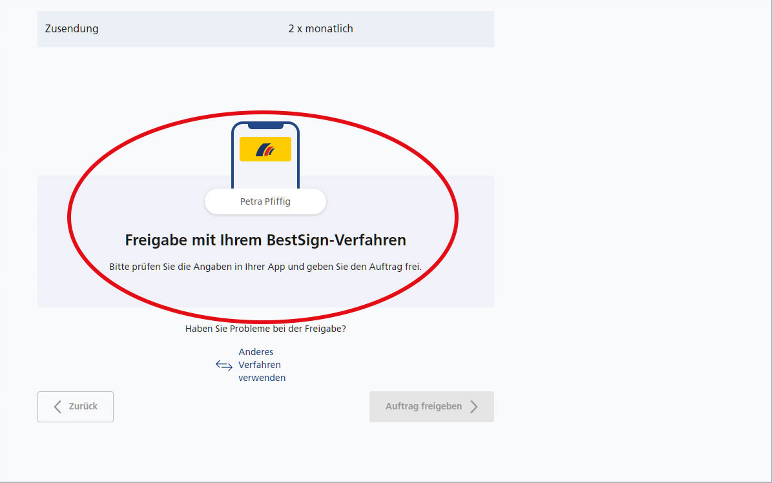 Screenshot vom Postbank Online-Banking zum Verwalten eines Finanzstatus