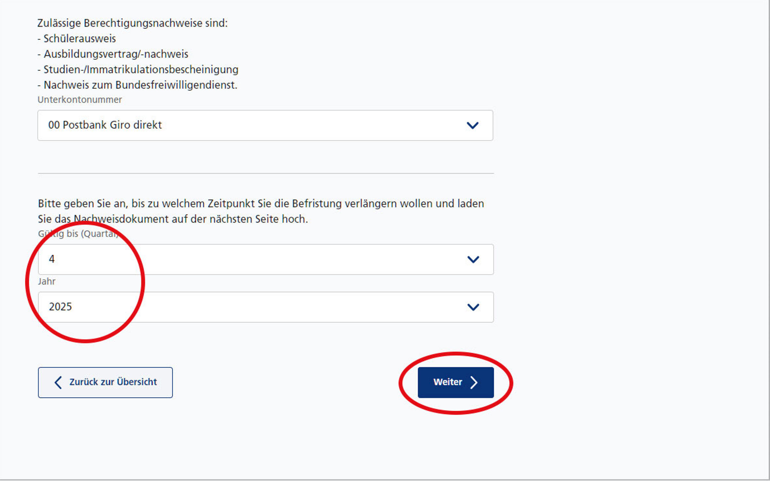 Screenshot vom Postbank Online-Banking zum Hochladen eines Nachweises ein gebührenfreies Girokonto