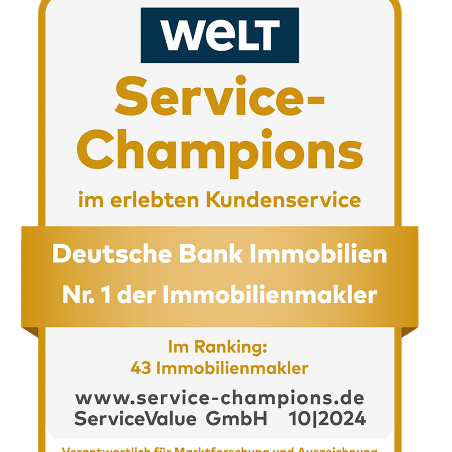 Postbank Immobilien ist Service-Champion 2020