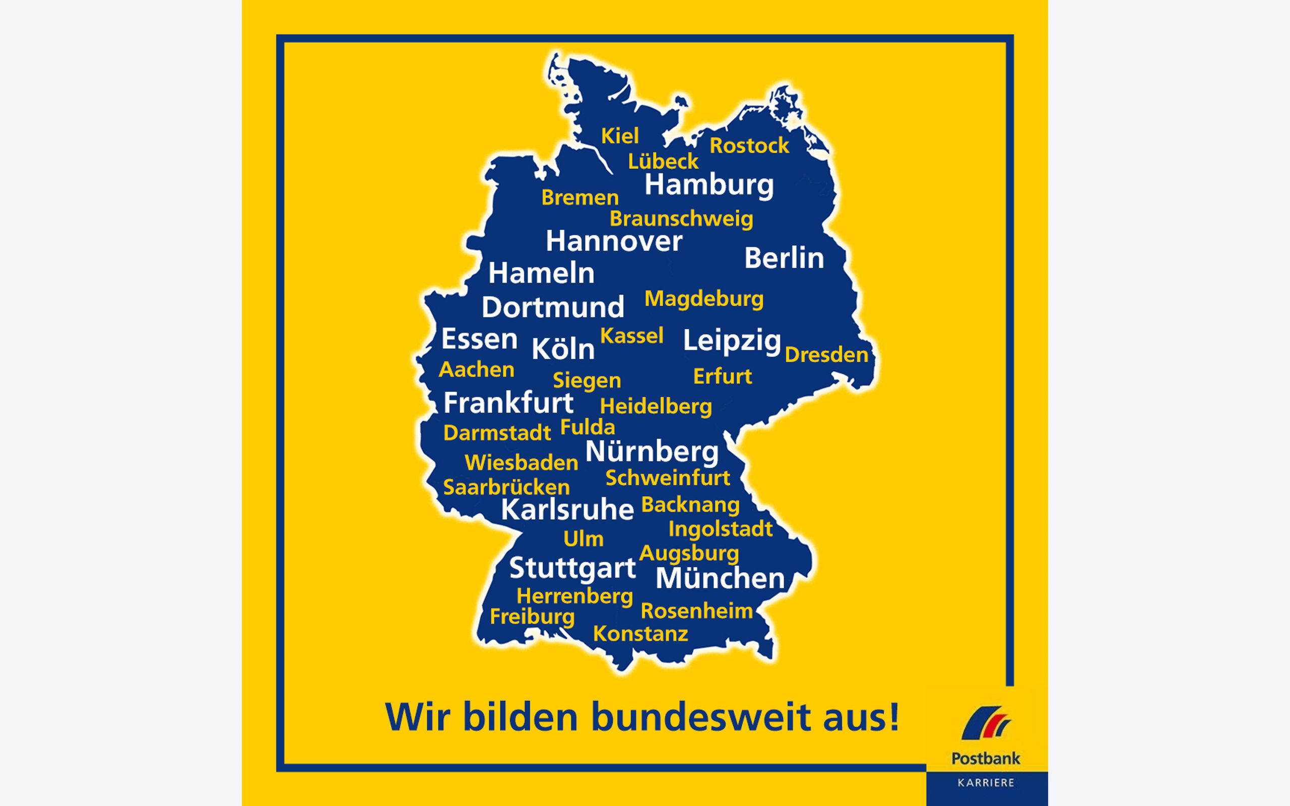 Ein Deutschlandkarte mit eingezeichneten Städten