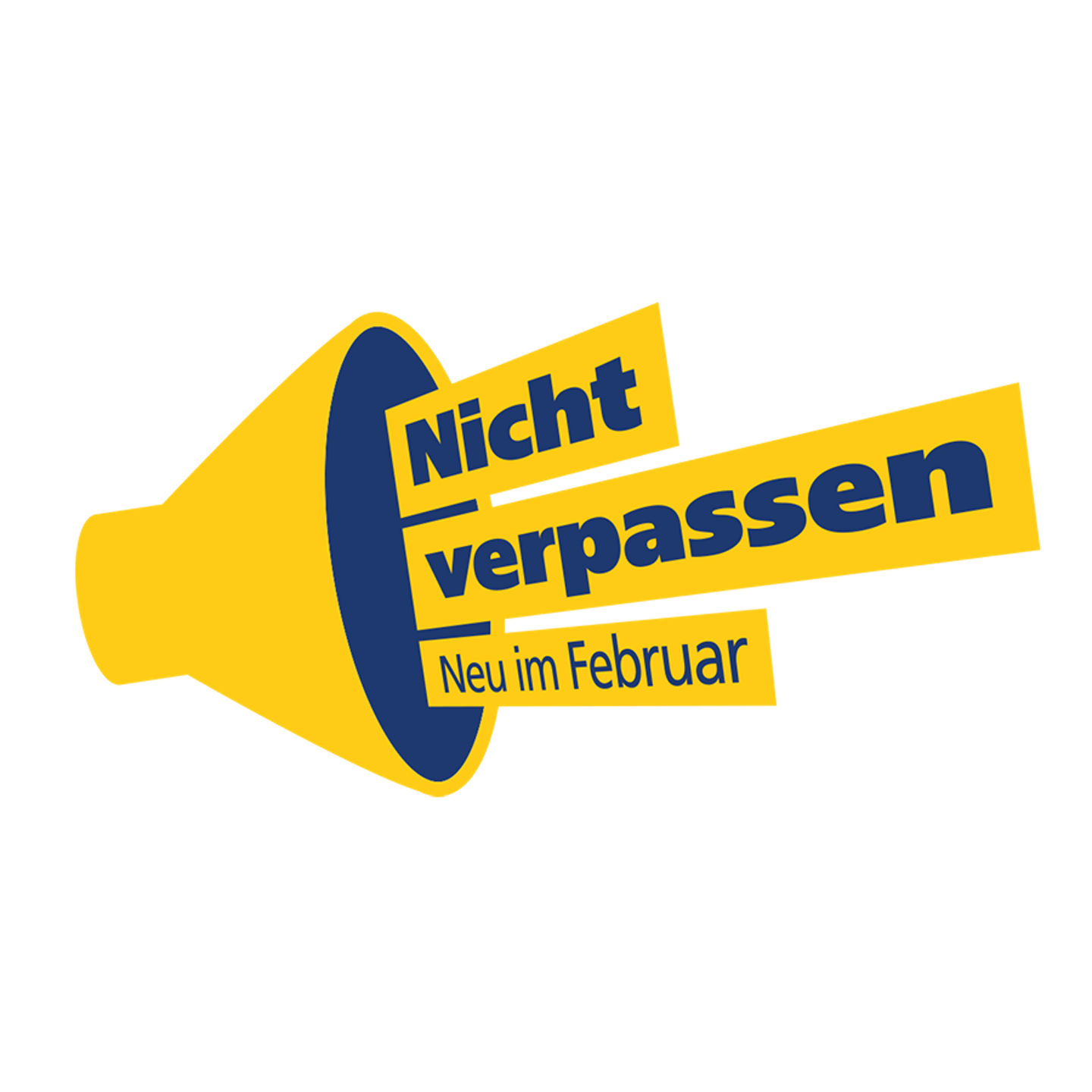 Ein Signet mit dem Text "Nicht verpassen: Neu im Februar"