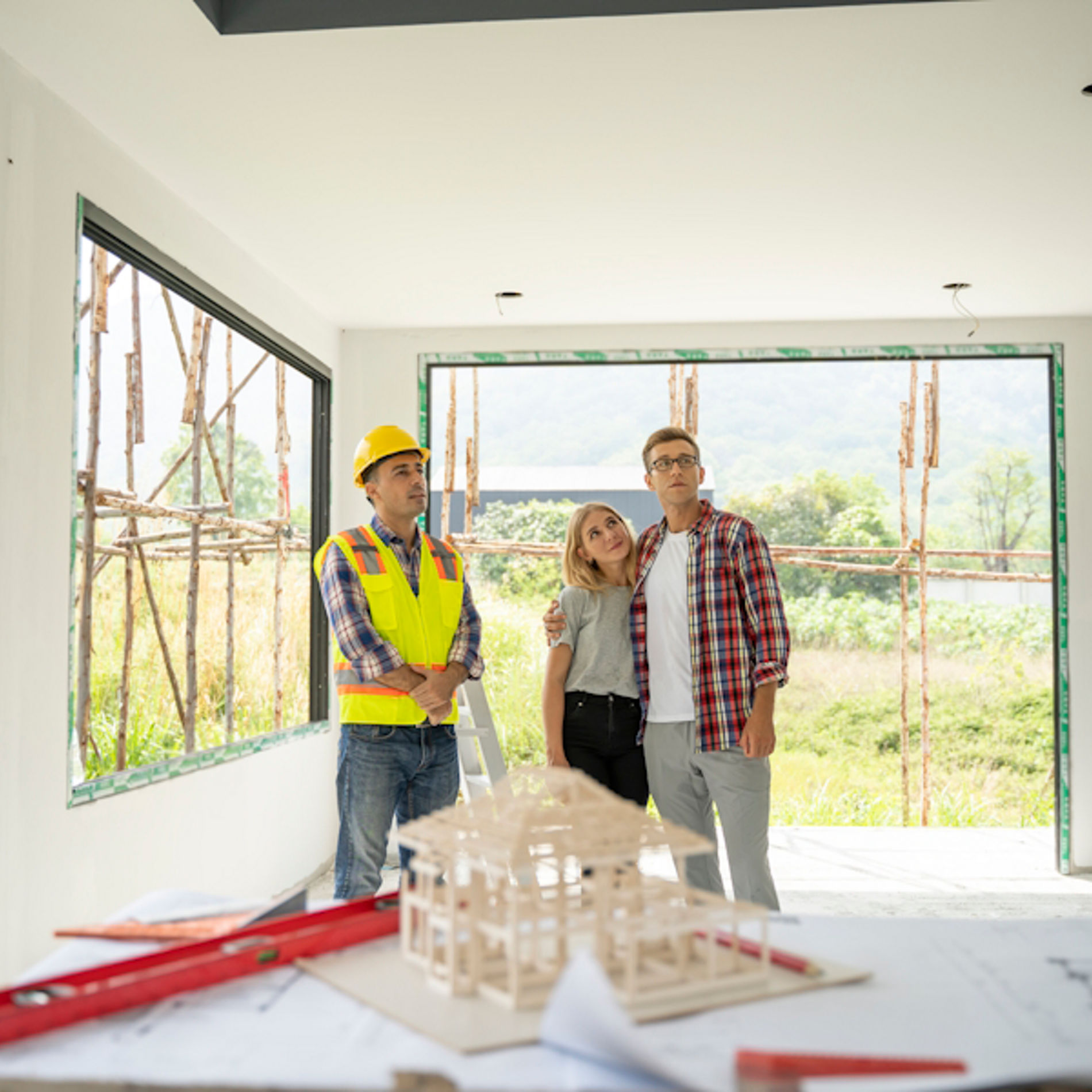 Gruppe auf Baustelle