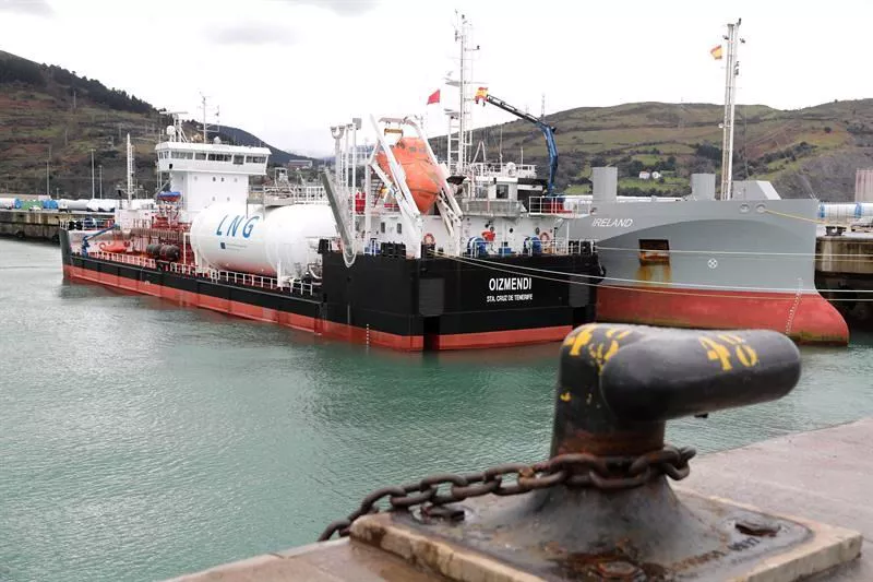 Operación de carga de gas natural licuado en el puerto de Bilbao EFE