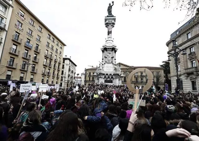 Imagen de archivo de una protesta, en Pamplona. Foto: EFE.