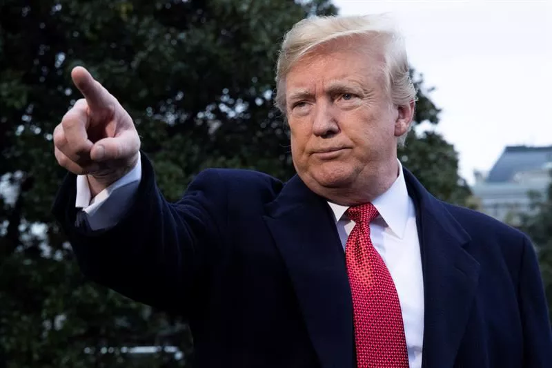 Donald Trump, el presidente de Estados Unidos, durante su comparecencia. Foto: EFE