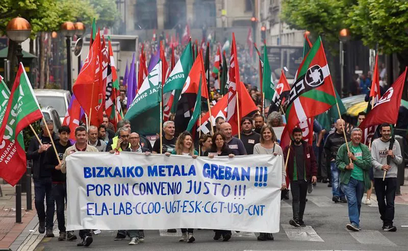 Protestas de los trabajadores del Metal de Bizkaia, en una imagen de archivo de EFE.