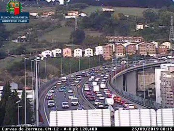 Retenciones en la A8 en las curvas de Zorroza
