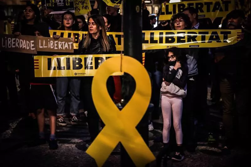 Una concentración en Cataluña para pedir la libertad de los condenados en el procés.