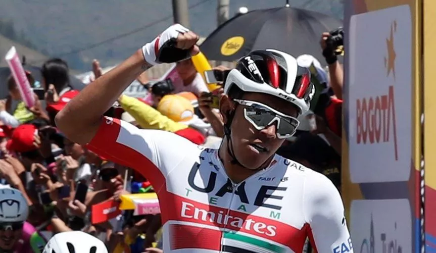 Juan Sebastian Molano, artxiboko irudian, beste garaipen bat lortuta. Argazkia: EFE.