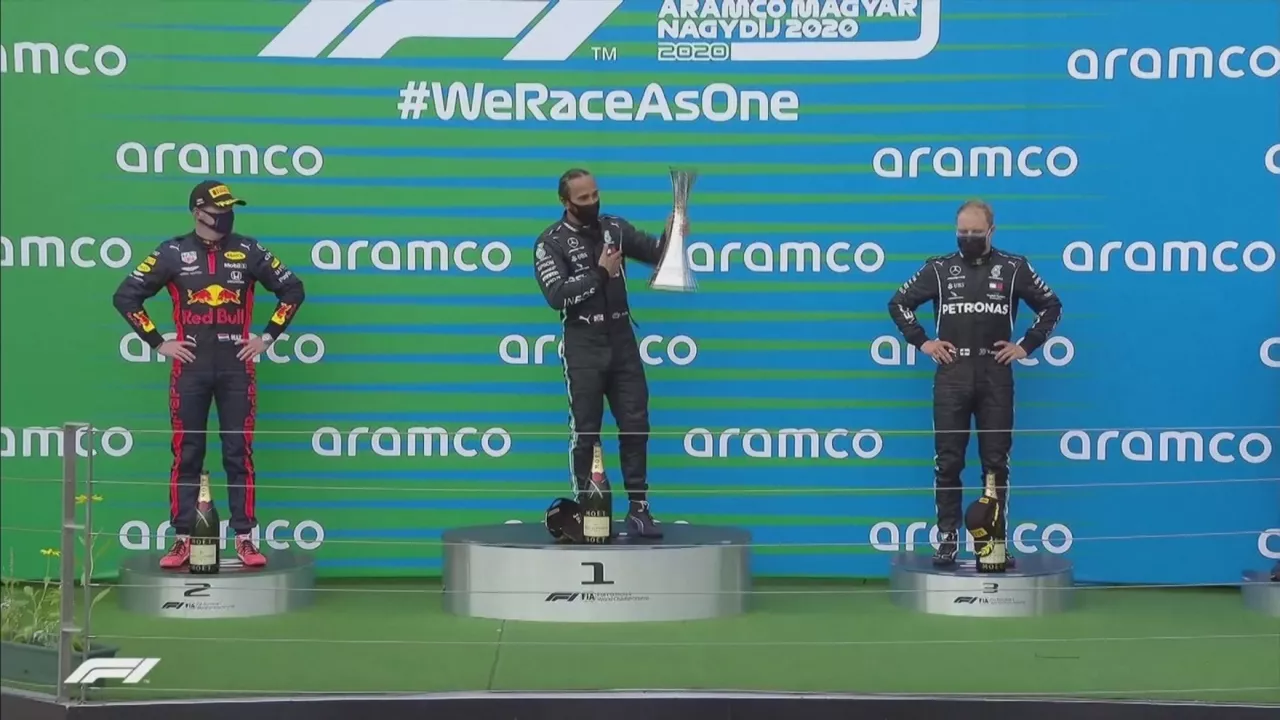 Podio del GP de Hungría. Foto sacada del vídeo