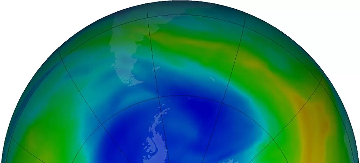 Visualización de la capa de ozono sobre la Antártida en septiembre de 2019