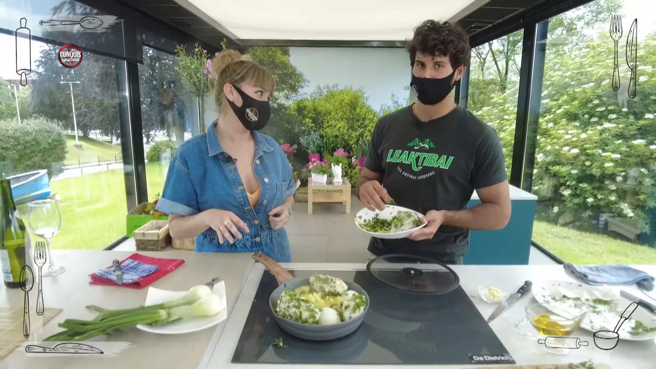 Oizeder eta Iker sukaldean Conquis Challengean. EITB Mediaren bideo batetik ateratako irudia