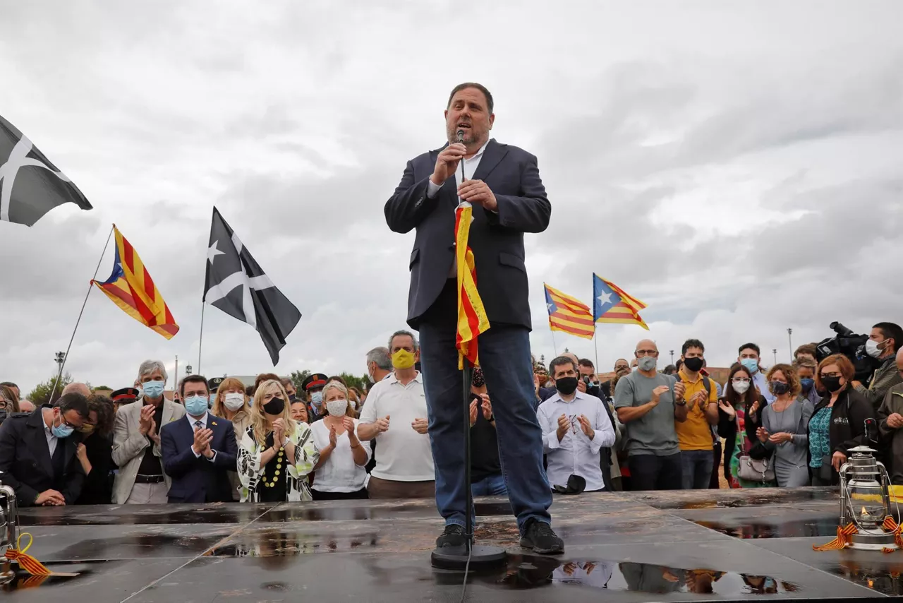 Junqueras, durante los actos de celebración tras su salida de prisión.