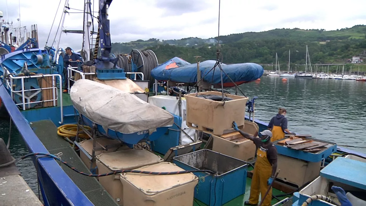Un barco de pesca amarrado en el puerto.
