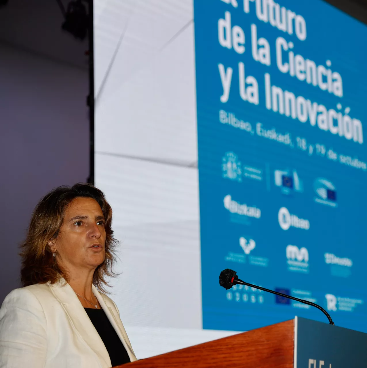 La ministra de transición ecológica Teresa Ribera, este lunes en Bilbao