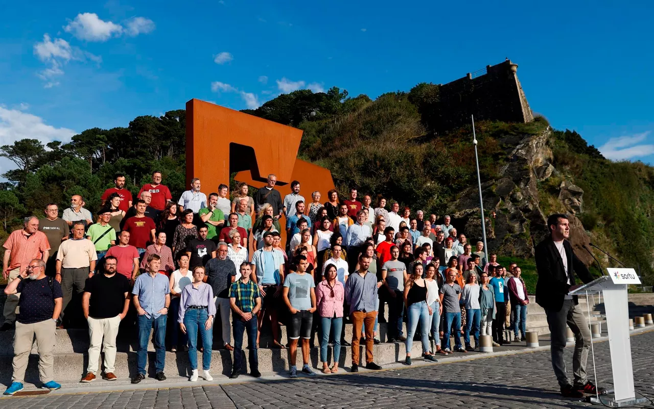 Arkaitz Rodriguez, en una comparecencia de la militancia de Sortu. Foto de archivo: EFE