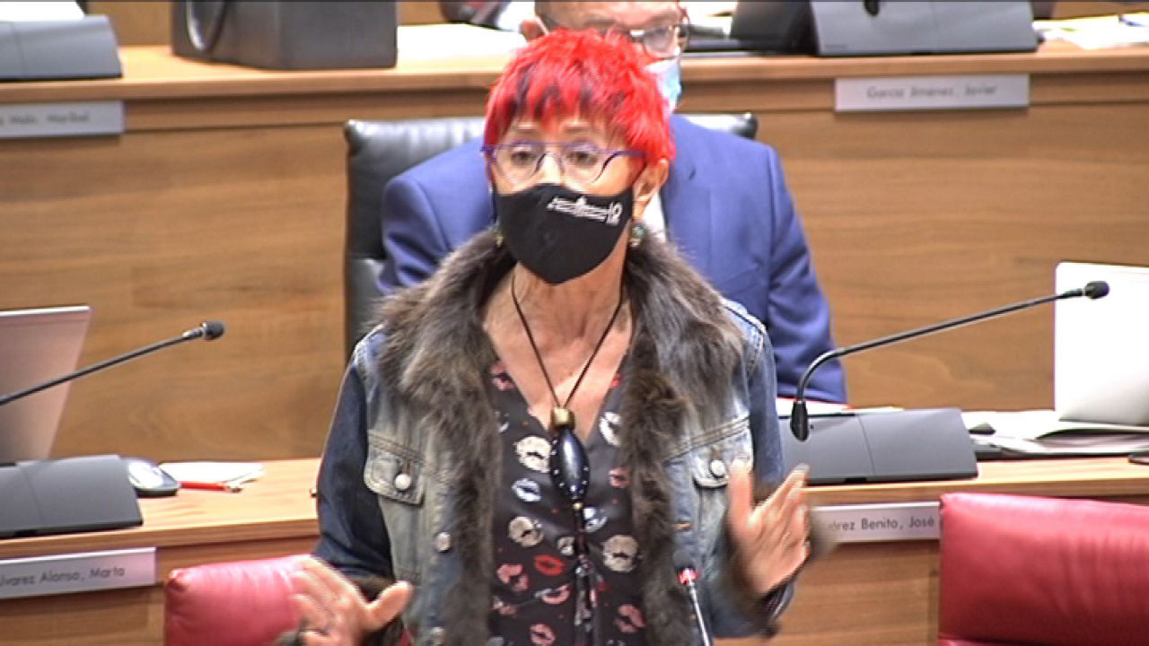 La consejera de Salud, Santos Induráin, en el Parlamento de Navarra. Imagen: EiTB Media