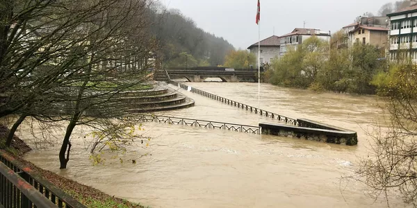 Oria ibaiak gainezka egin du Alegian. Argazkia: Jabier Landa