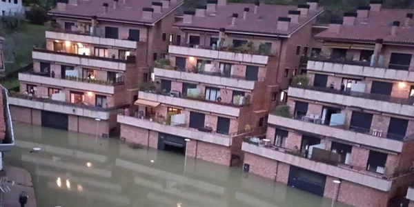 El barrio Garagarza de Mendaro, inundado. Foto: EITB Media