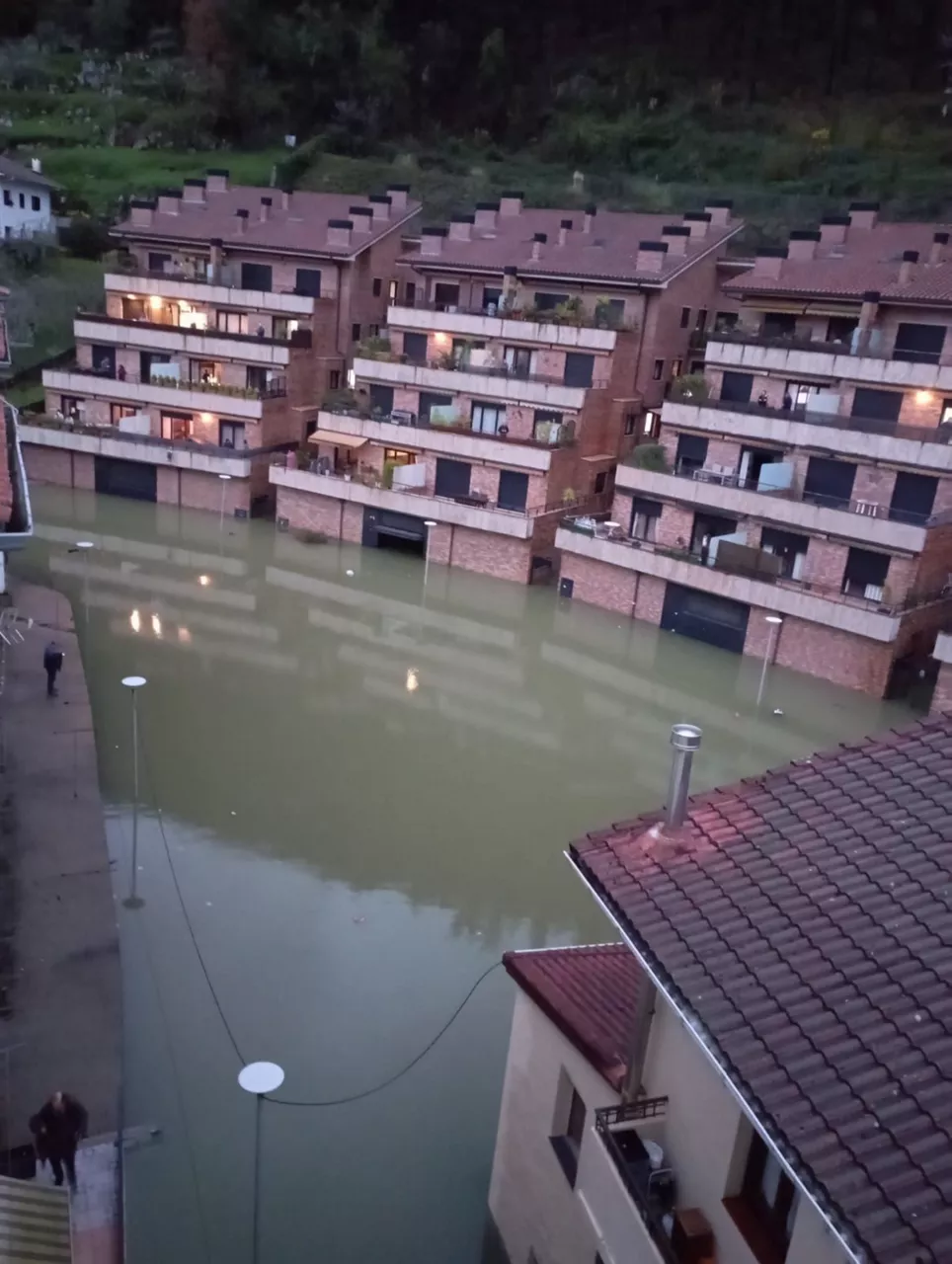 El barrio Garagarza de Mendaro, inundado. Foto: EITB Media